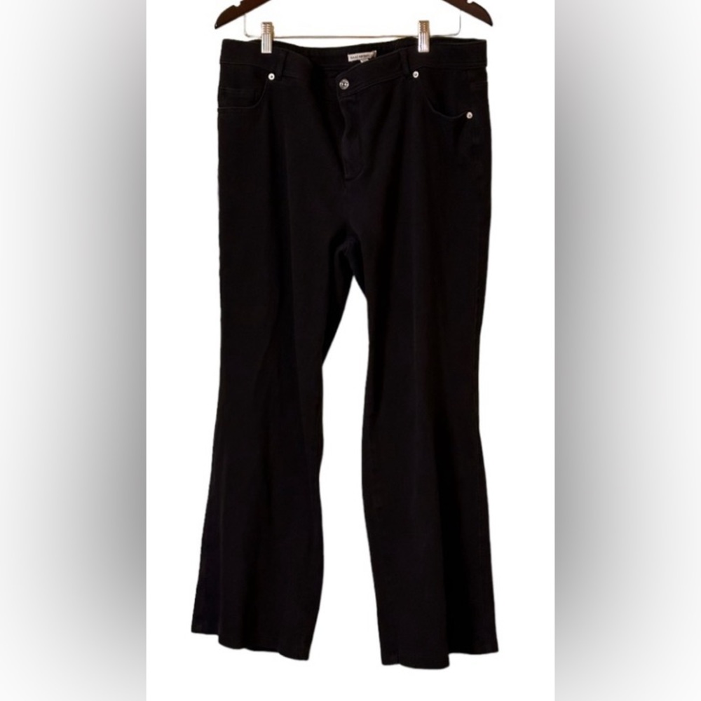 Isaac Mizrahi Live! Petite Knit Denim Wide Leg Pants -Black-w/pocket 20W